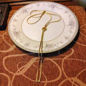 Vintage Signed MONET Gold Tone Lariat Necklace
